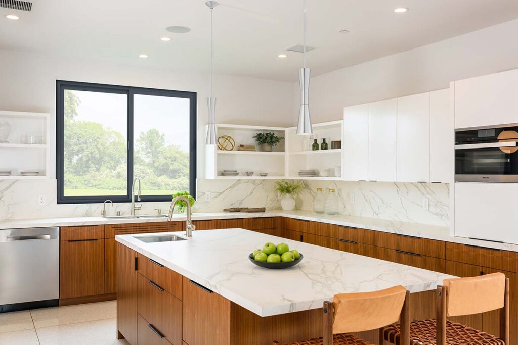 Fiberglass windows and doors in a fully renovated kitchen