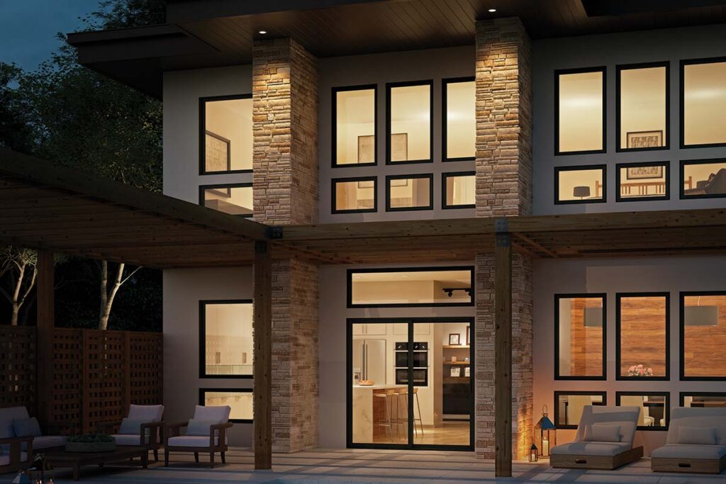 Exterior view of a client's home with vinyl windows and doors